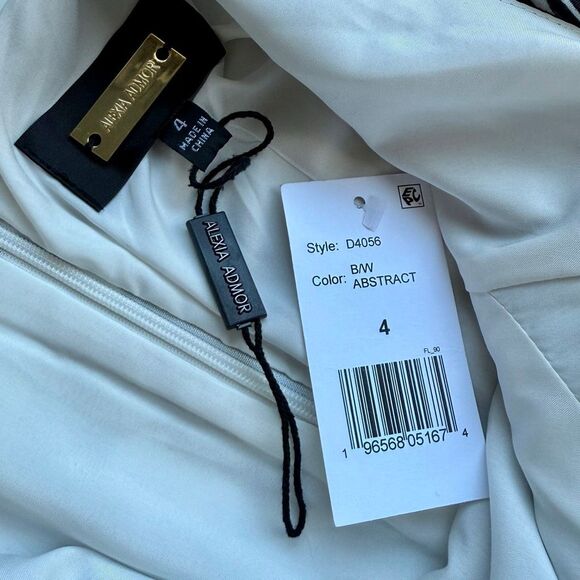 NWT Alexia Admor alter shift black and White abstract mini dress  Size 4 - Picture 15 of 16